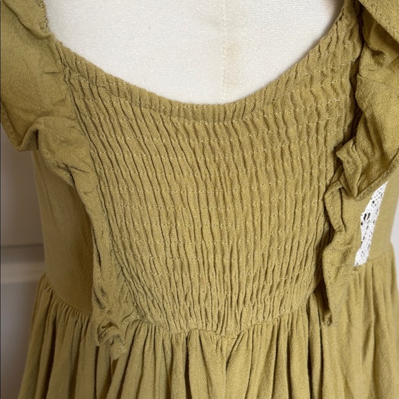 Klesis Small Chartreuse Green Ruffle Lace Mini Dress button down - Picture 7 of 10